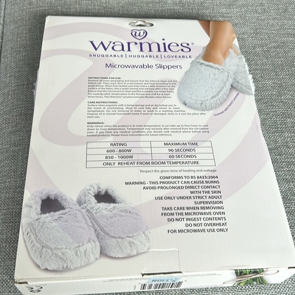 Warmies Lavender Scented Microwavable Slippers Size 6-10 - Picture 3 of 4